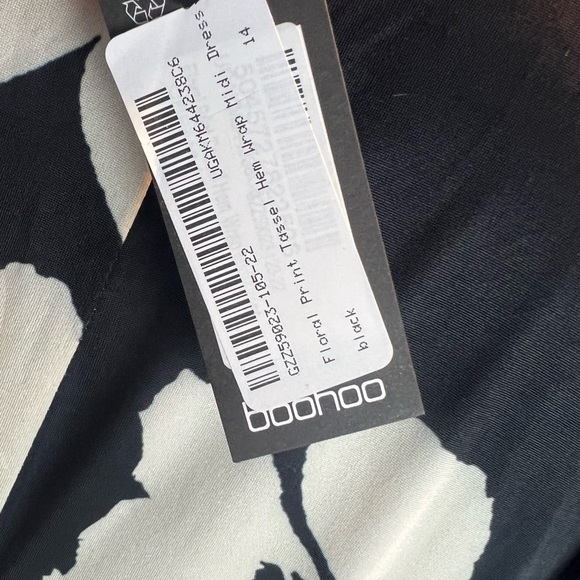 Boohoo Floral Print Tassel Hem MIDI Dress SZ US 10 - Picture 9 of 9